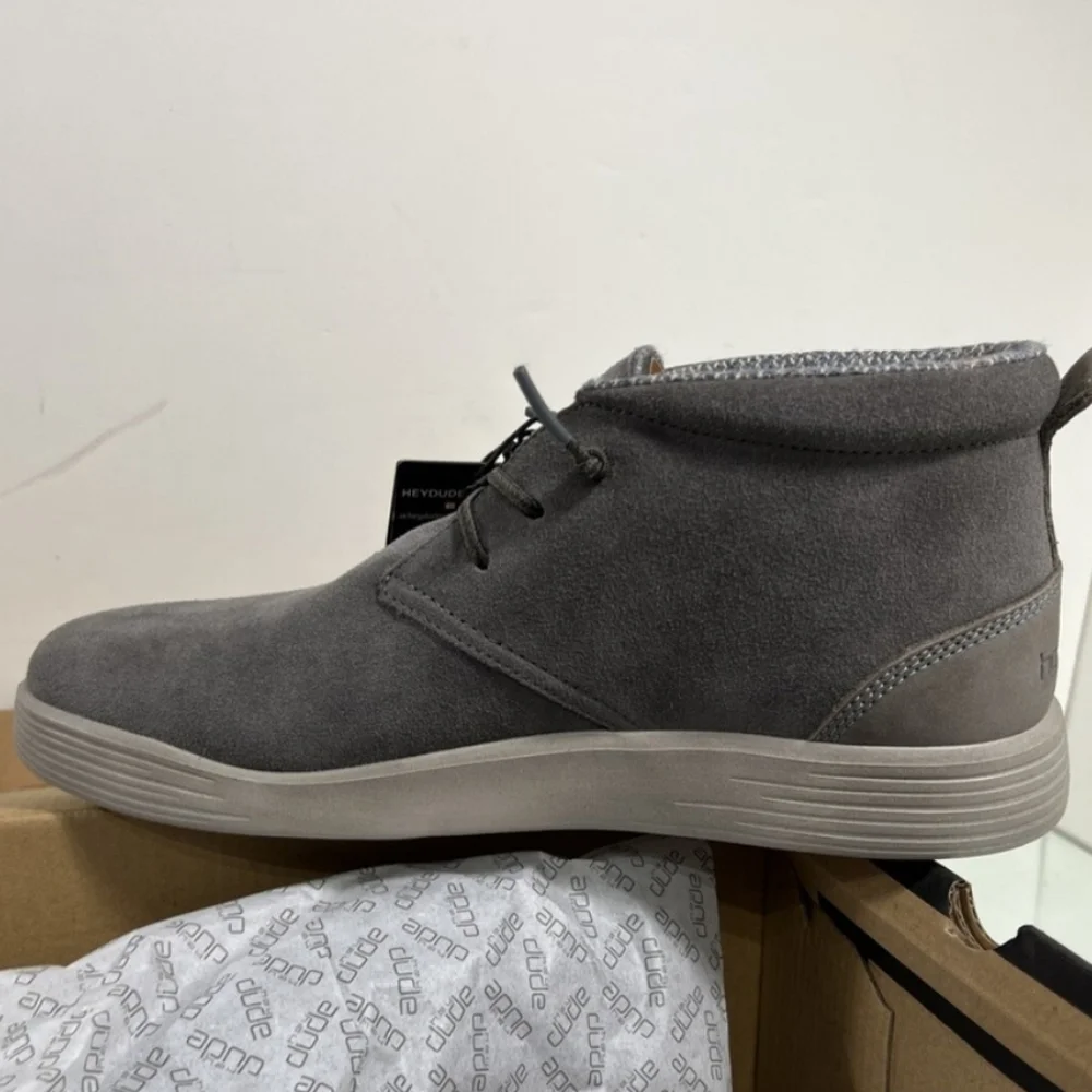 Hey Dude Men's Gray Suede Chukka Boat Shoes